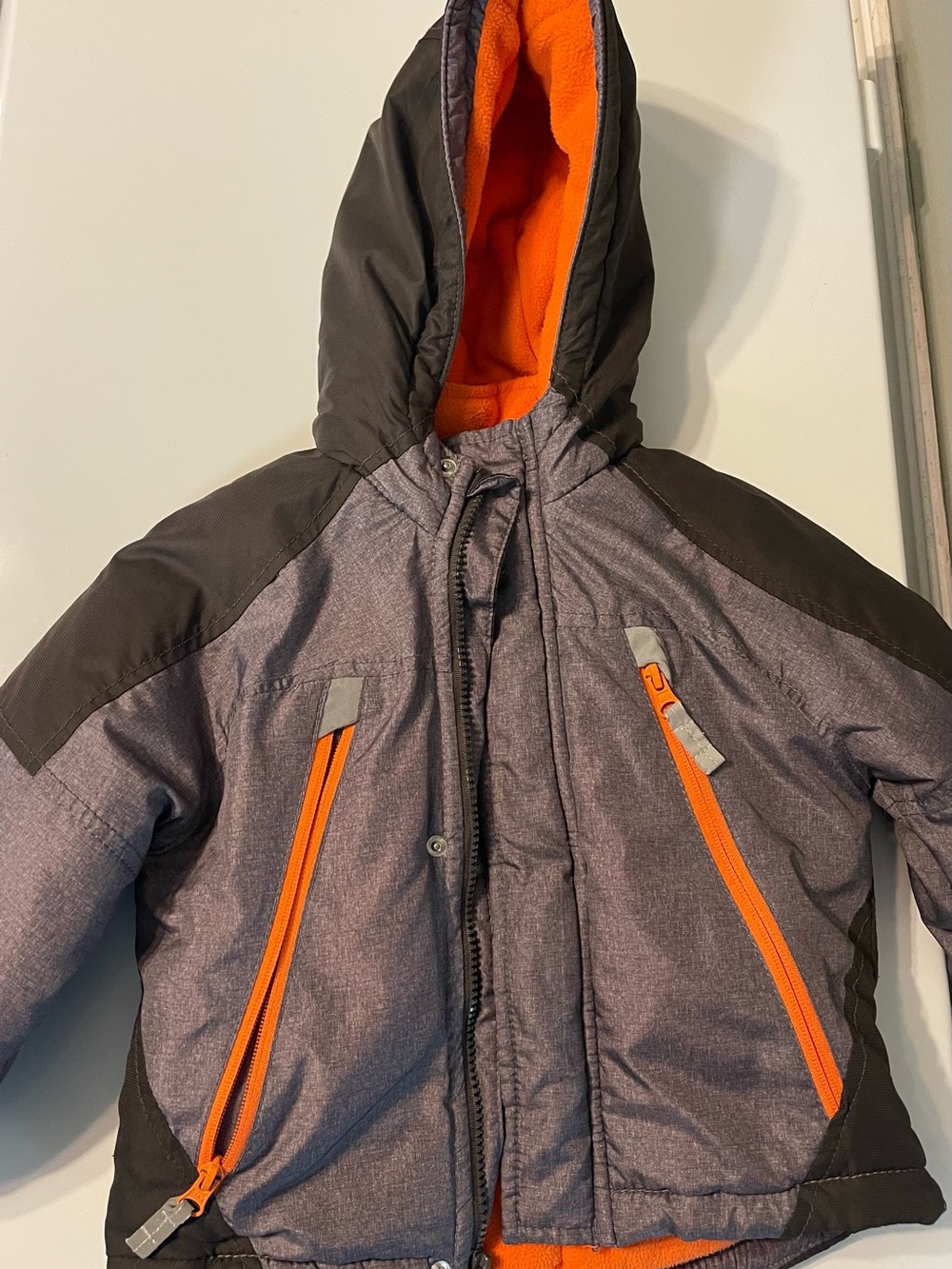 Carter's Gray and Orange Hooded Puffer Jacket